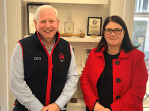 Shadow Armed Forces and Veterans Minister Rachel Hopkins visiting Dr Hugh Milroy at Veterans Aid