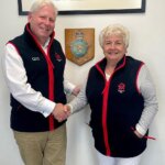 French Rotarian Eileen Hawkins Ferrand meets Dr Hugh Milroy from Veterans Aid to discuss care for veterans.