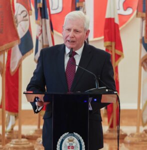 CEO of Veterans Aid Dr Hugh Milroy at the World Veteran Federation Congress in Belgrade