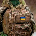 military backpack with Ukraine flag